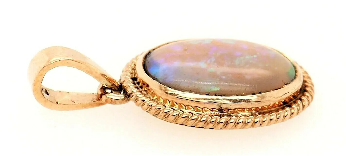 Opal & 9ct Yellow Gold Pendant Fine Jewellery Gemstone Necklace