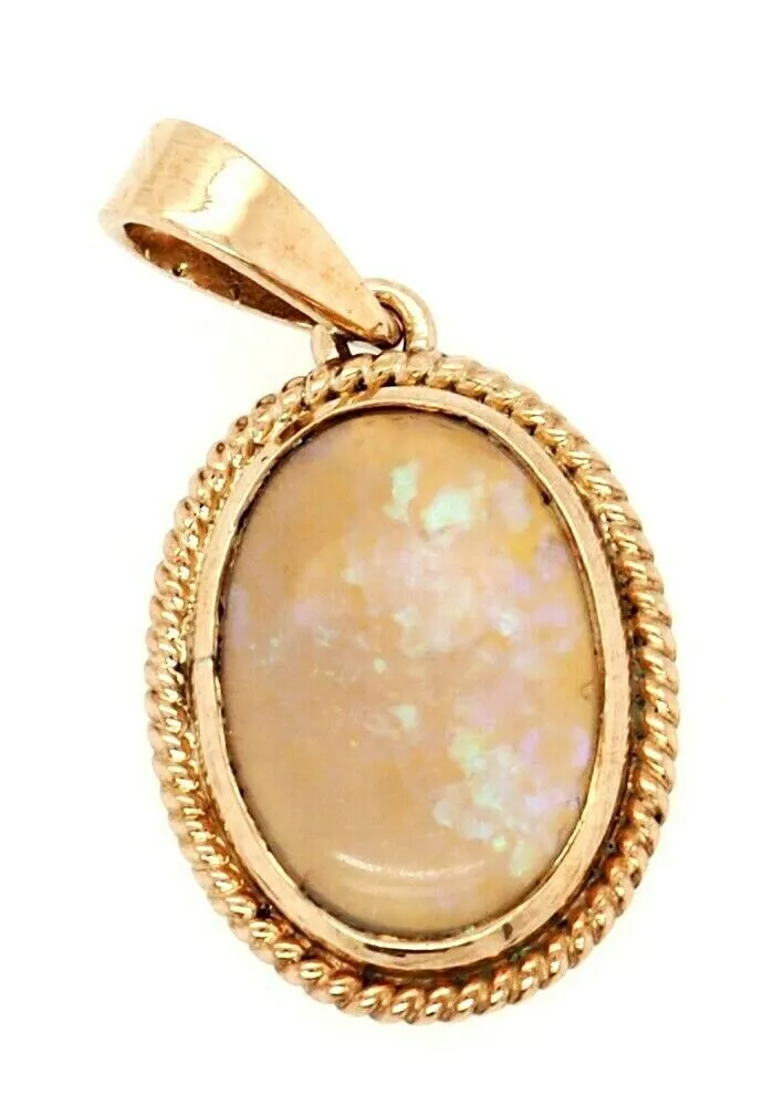 Opal & 9ct Yellow Gold Pendant Fine Jewellery Gemstone Necklace