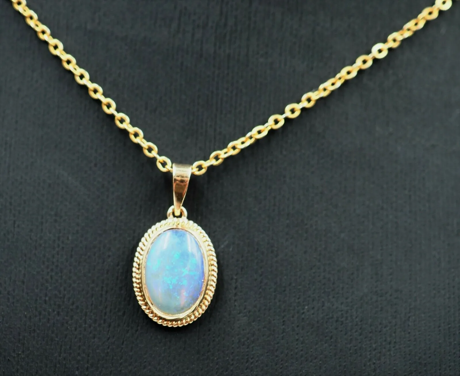 Opal & 9ct Yellow Gold Pendant Fine Jewellery Gemstone Necklace