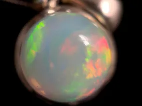 OPAL Pendant - Sterling Silver, 10mm Round Cabochon - Birthstone Jewelry, Opal Cabochon Necklace, Welo Opal, 49032