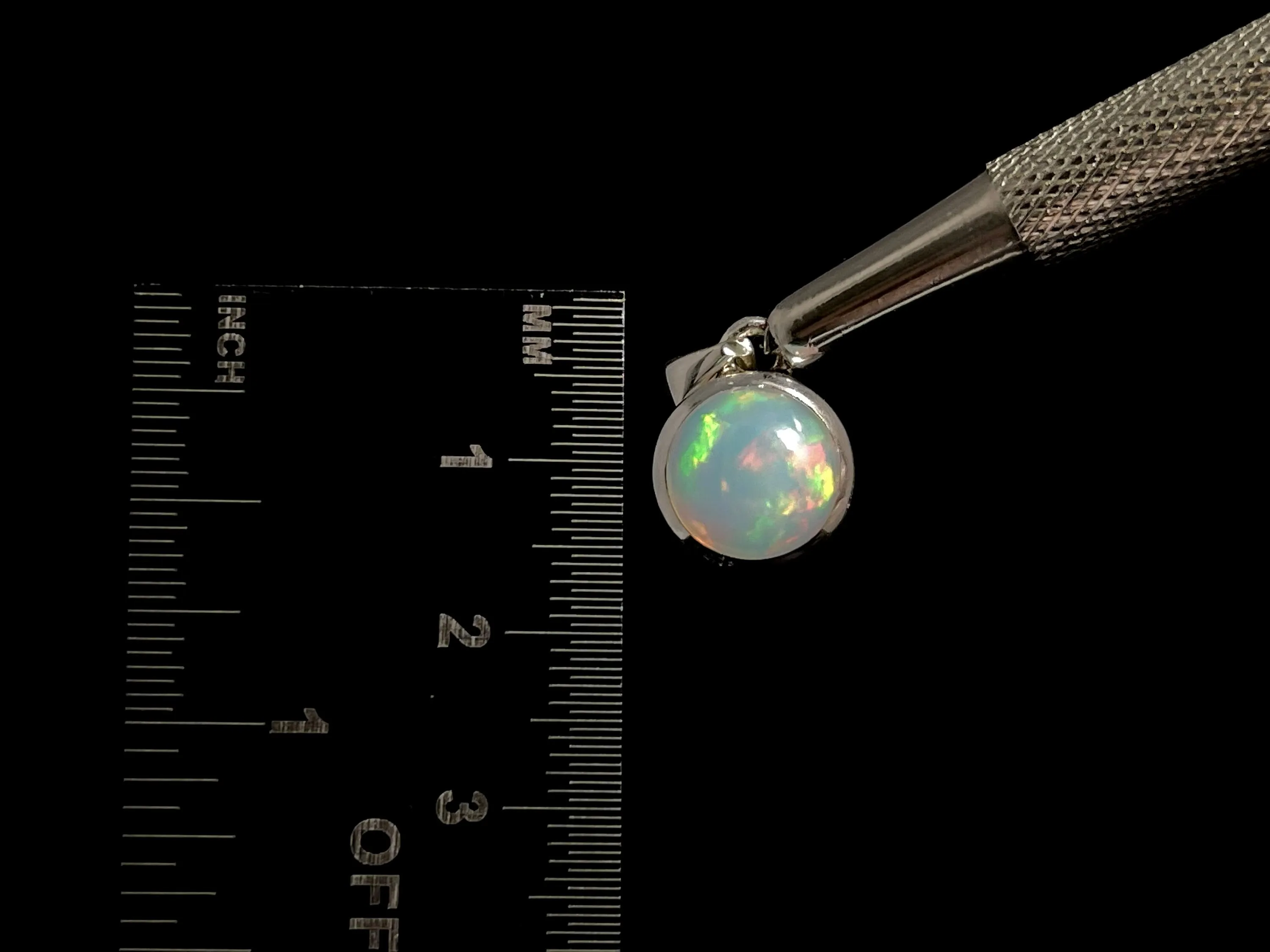 OPAL Pendant - Sterling Silver, 10mm Round Cabochon - Birthstone Jewelry, Opal Cabochon Necklace, Welo Opal, 49032