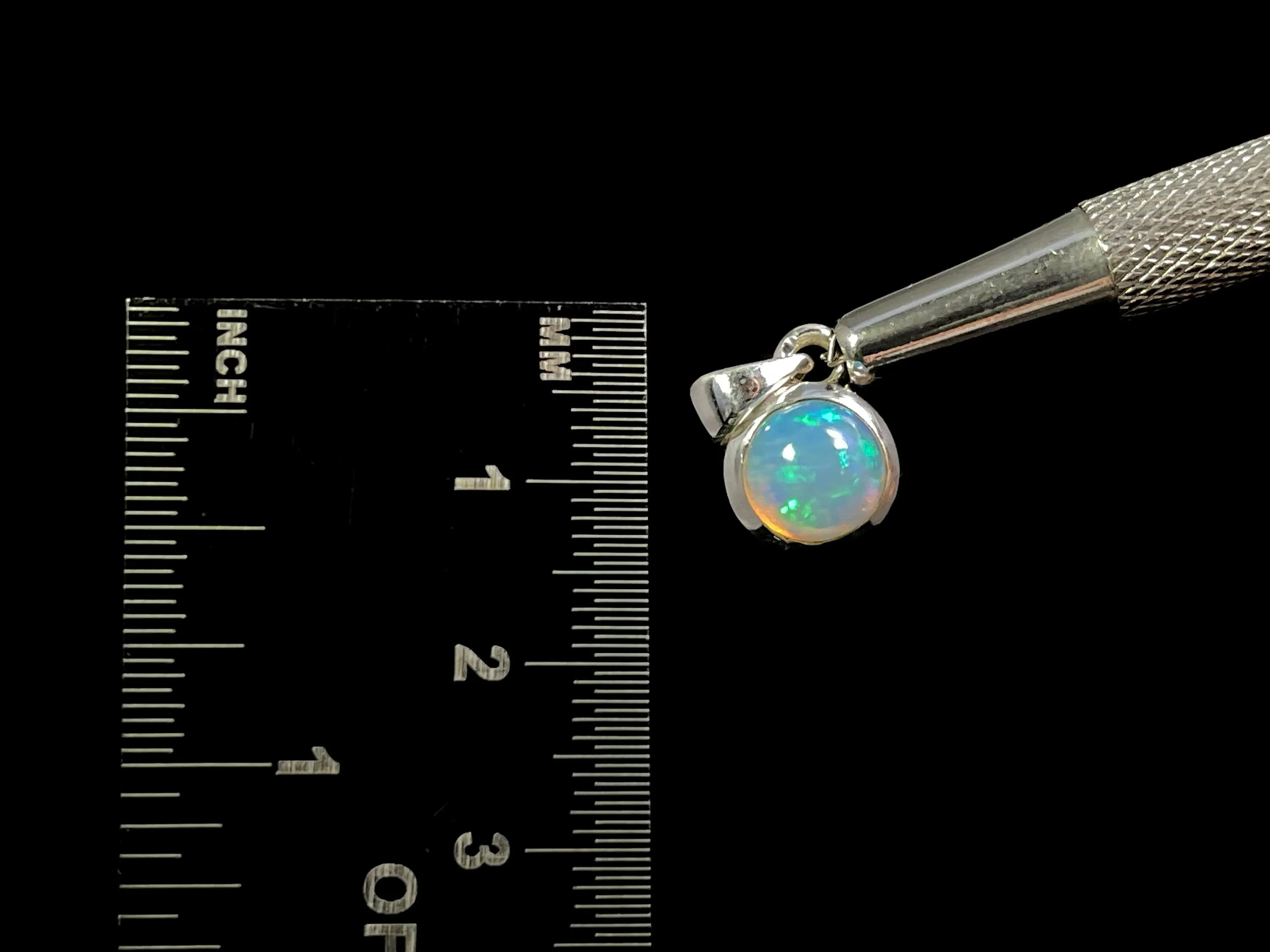 OPAL Pendant - Sterling Silver, 8mm Round Cabochon - Opal Necklace, Birthstone Necklace, Opal Jewelry, Welo Opal, 49100