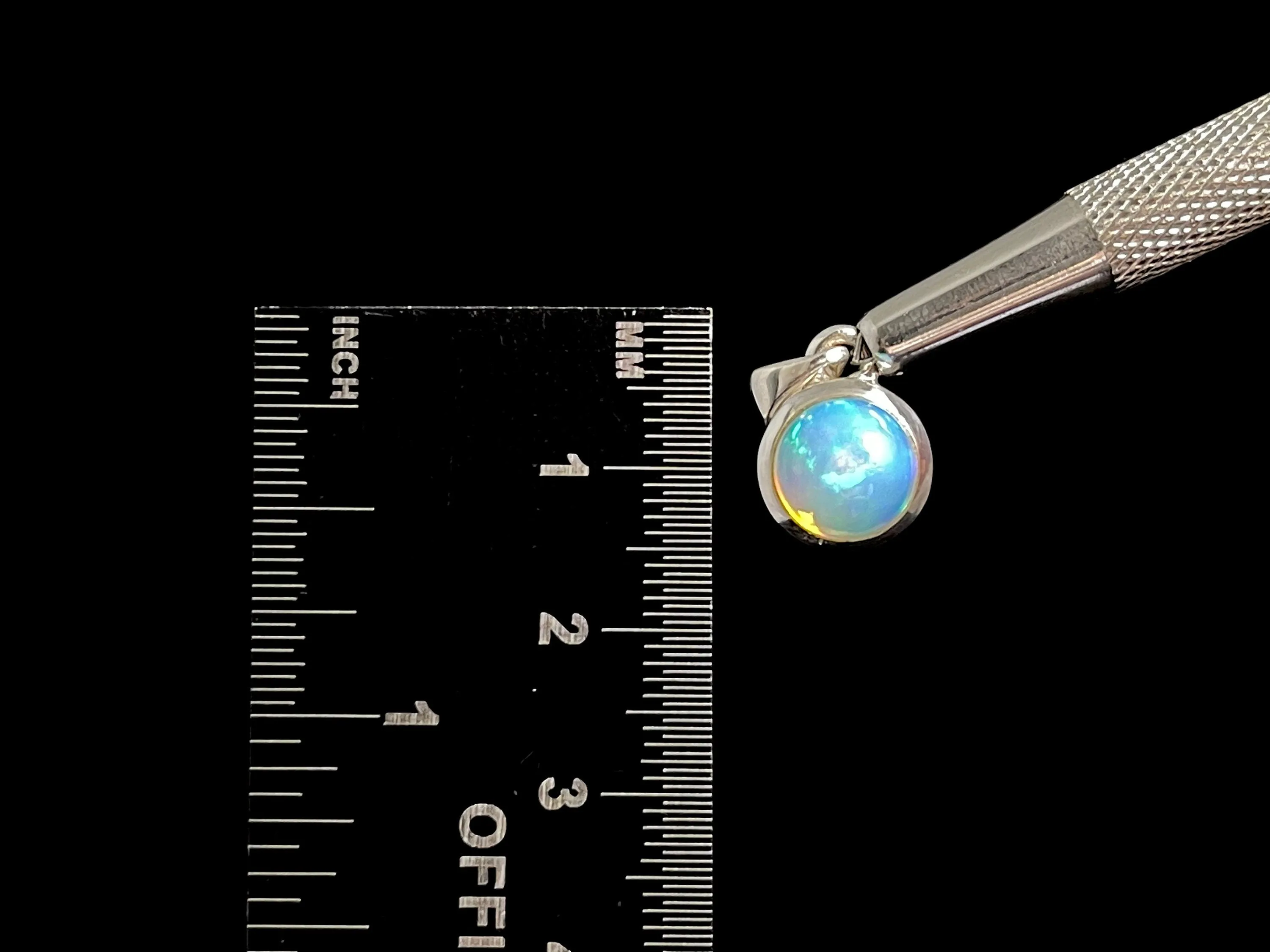 OPAL Pendant - Sterling Silver, 9mm Round Cabochon - Opal Necklace, Birthstone Necklace, Opal Jewelry, Welo Opal, 49031