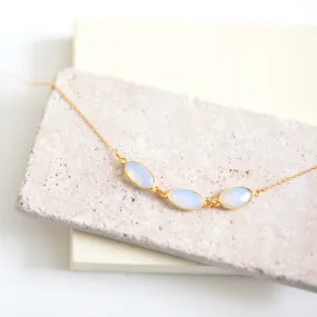 Opal Quartz 3-Bezel Necklace