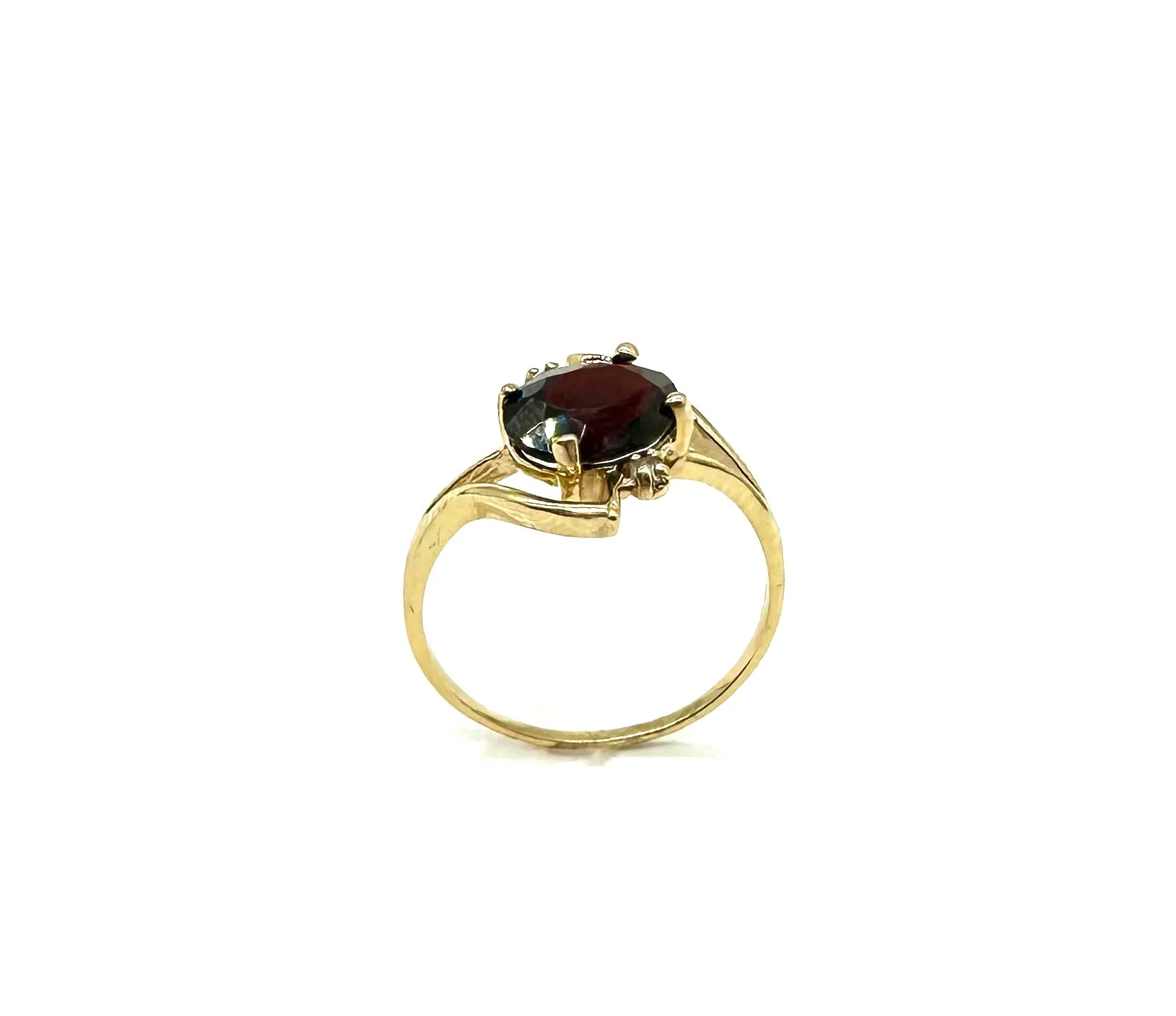 Oval Garnet & Diamond Accent Bypass Ring