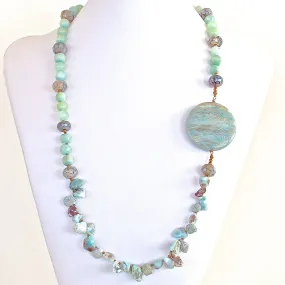 Over Easy: 29" Larimar Beads Necklace