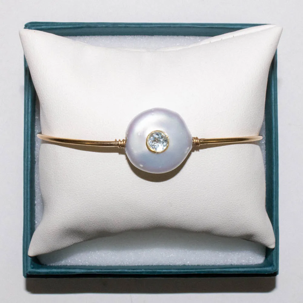 Paola Marassi - Adjustable Cuff Bracelet (Baroque Pearl/Blue Topaz)