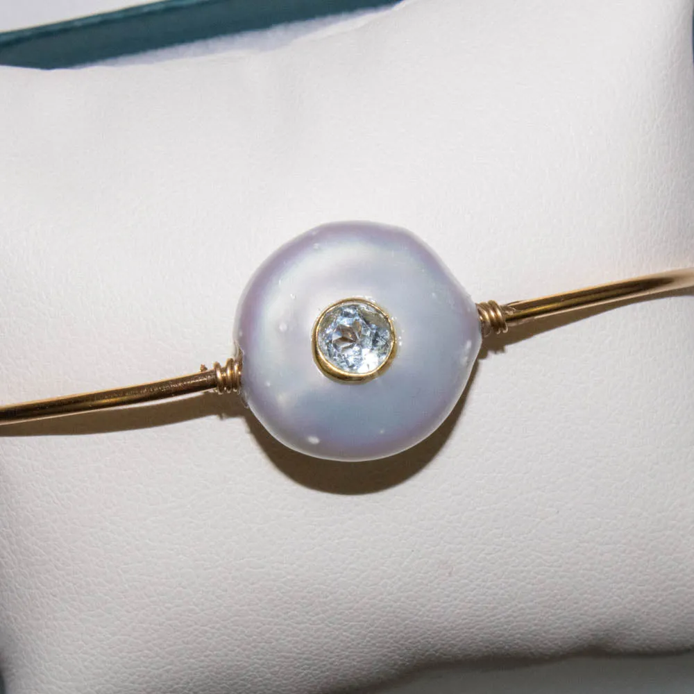 Paola Marassi - Adjustable Cuff Bracelet (Baroque Pearl/Blue Topaz)