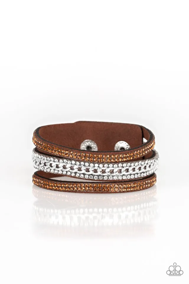 Paparazzi Bracelet ~ Rollin In Rhinestones - Brown