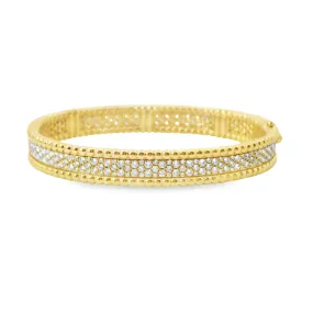 Pave Diamond and Gold Beaded Bangle Bracelet