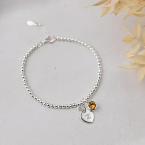 Personalised November Birthstone Bracelet - Topaz Crystal