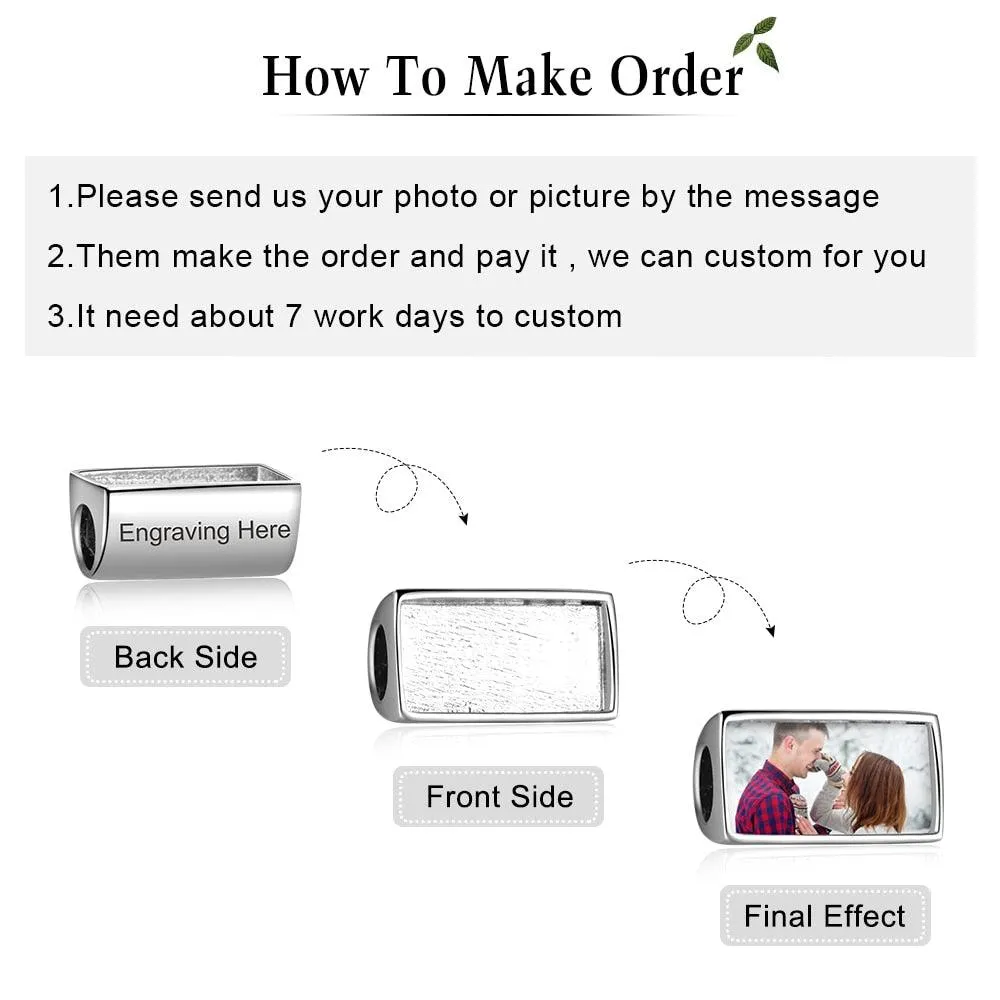 Personalized Custom Photo And Text Engrave Beads for Bracelet And Necklace