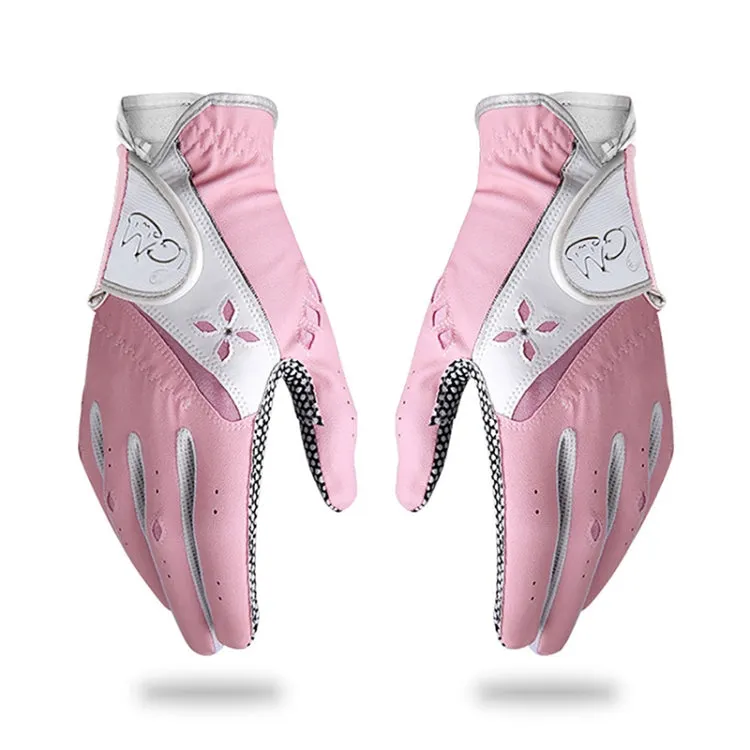 PGM One Pair Golf Non-Slip PU Leather Gloves for Women (Color:Pink Size:21)