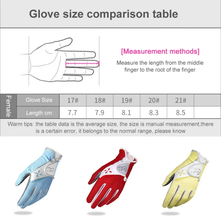 PGM One Pair Golf Non-Slip PU Leather Gloves for Women (Color:Pink Size:21)