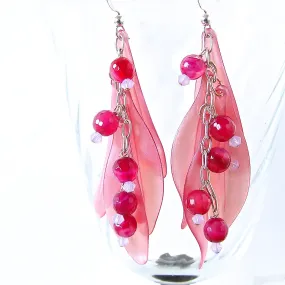 Pink Berry "Whimsicals": 2.5" Petal Earrings