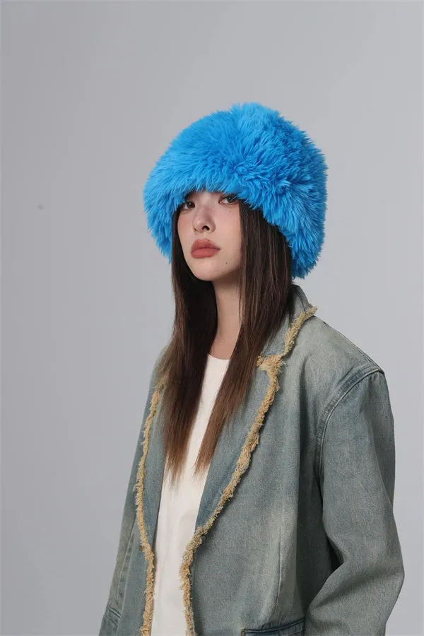 Plush Bucket Hat  Soft Winter Comfort with Ear Protection