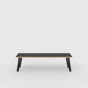 Plywood Bench Seat with Black Box Hairpin Legs - Formica Diamond Black - 1600(w) x 400(d) x 450(h)