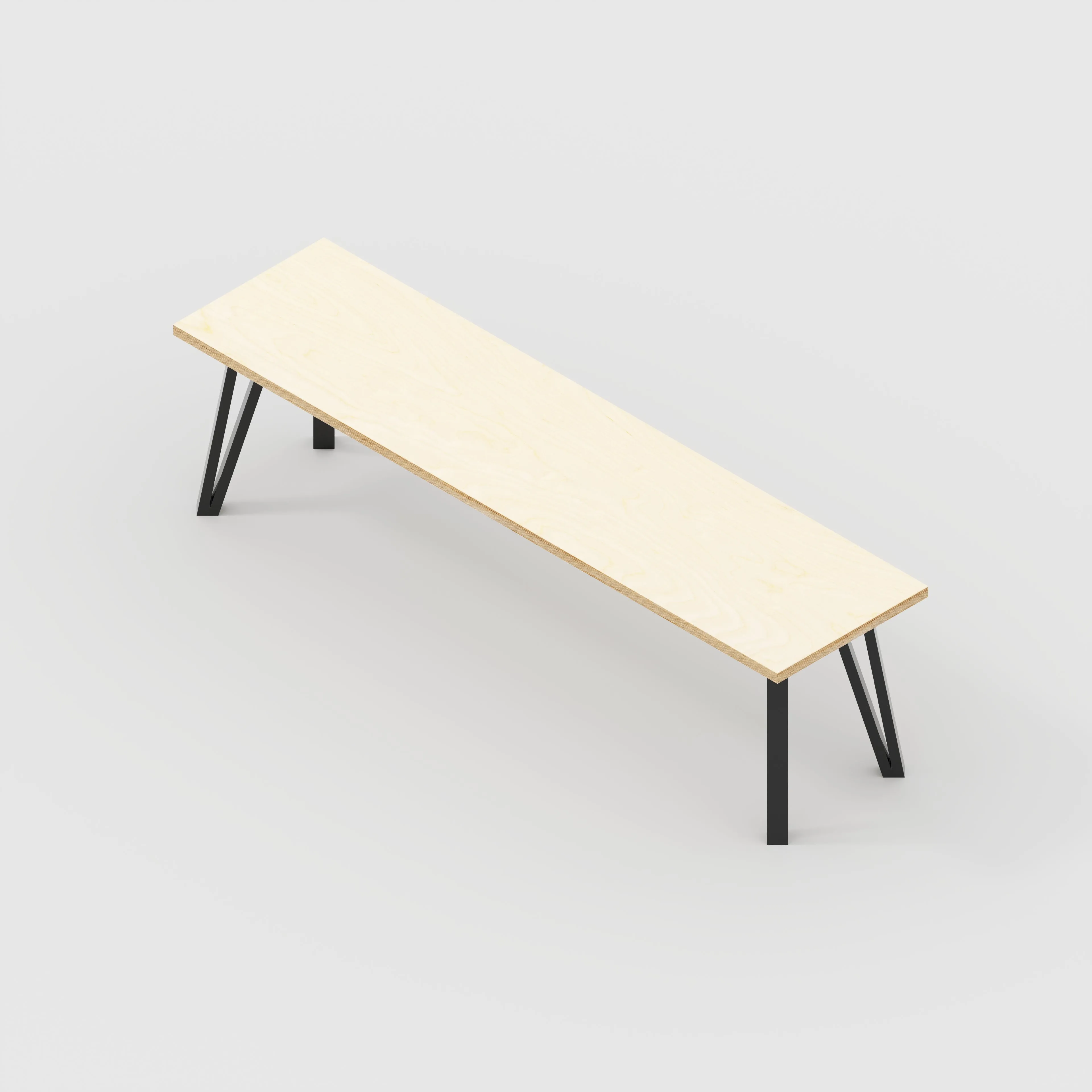 Plywood Bench Seat with Black Box Hairpin Legs - Plywood Birch - 1600(w) x 400(d) x 450(h)