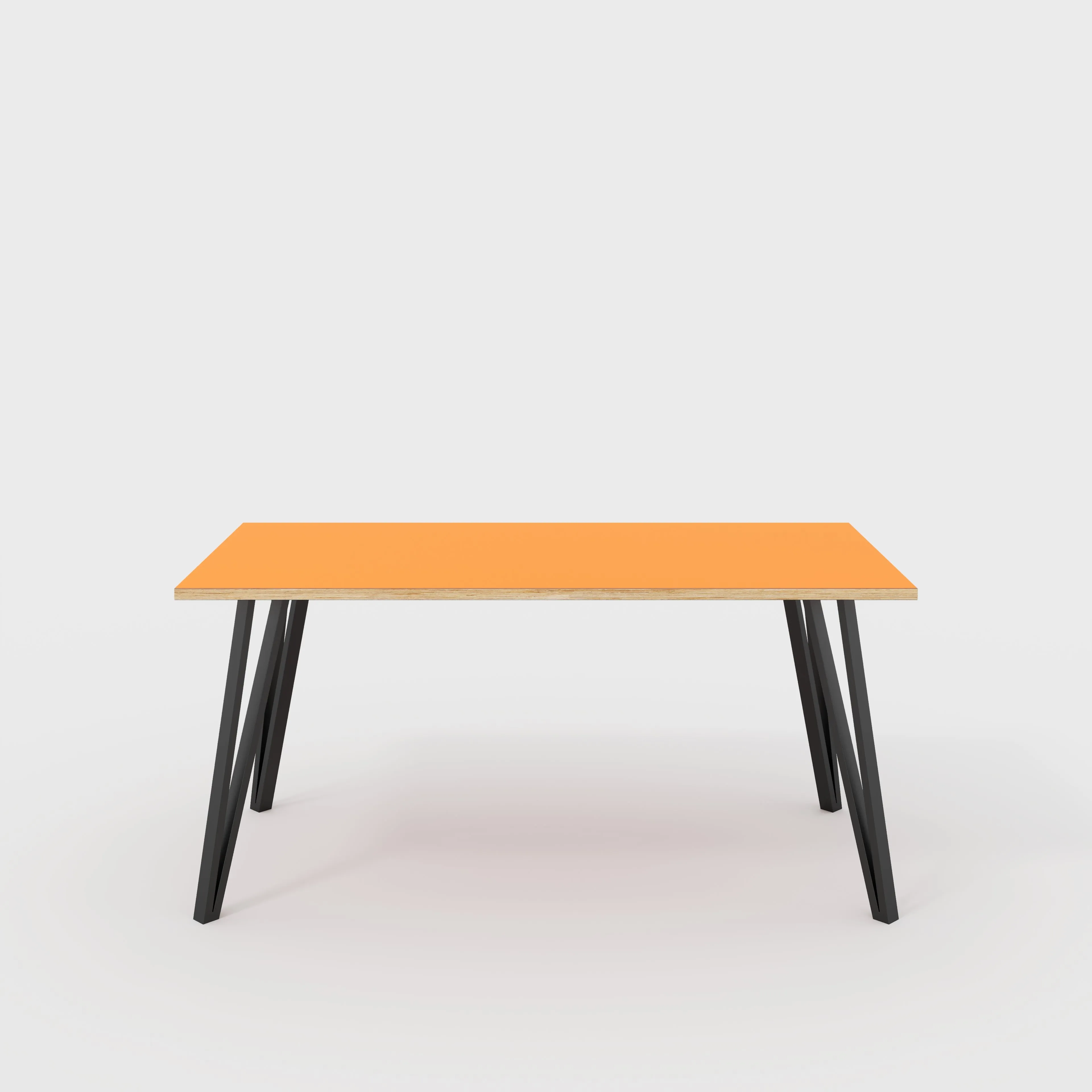 Plywood Table with Black Box Hairpin Legs - Formica Levante Orange - 1600(w) x 800(d) x 735(h)