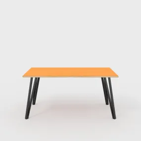 Plywood Table with Black Box Hairpin Legs - Formica Levante Orange - 1600(w) x 800(d) x 735(h)