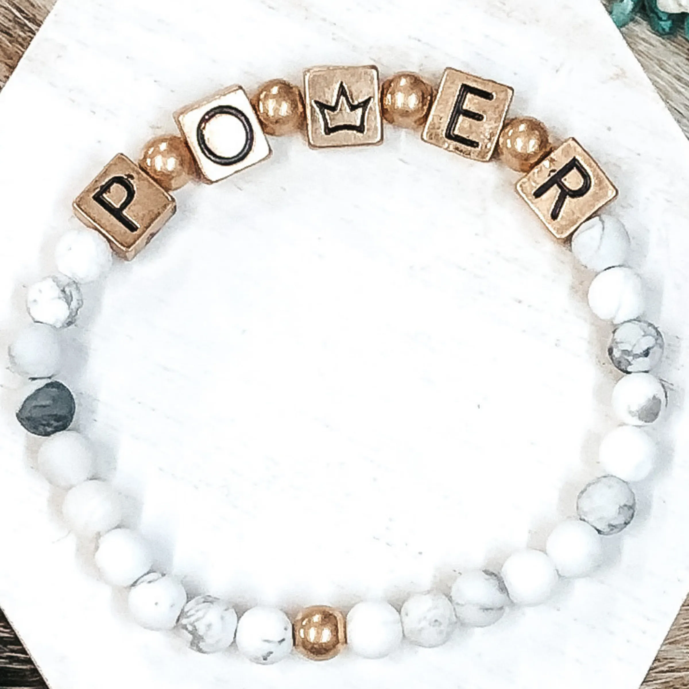 Power Up Bracelet in White Marble