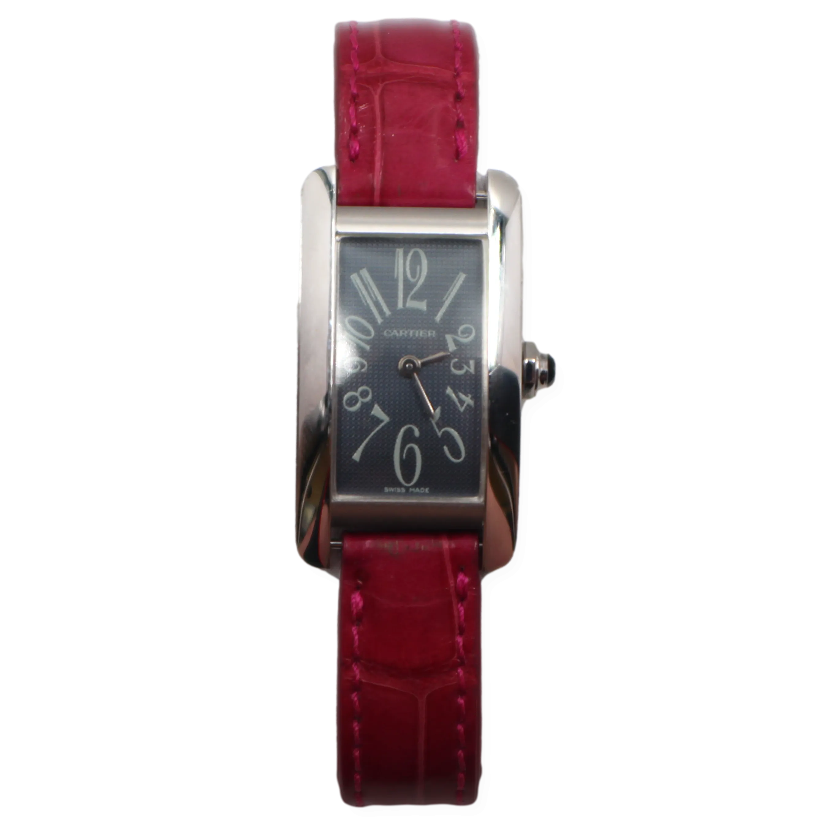 Pre-Owned Cartier Tank Americaine Small 18K With Satin Strap 19x34mm Pre-Owned