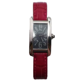 Pre-Owned Cartier Tank Americaine Small 18K With Satin Strap 19x34mm Pre-Owned