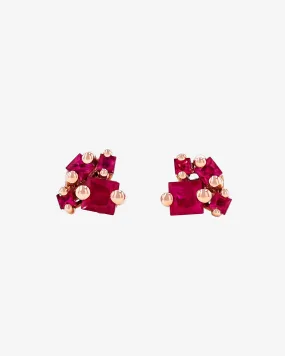 Princess Cluster Ruby Studs