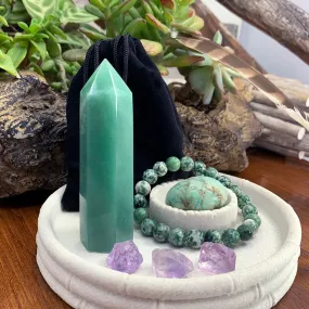 PRIZE WINNER! Aventurine Prosperity Set   Mala Bracelet