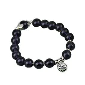 Purple Amethyst Gemstone 8mm Beaded Elastic Bracelet