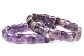 Purple Amethyst Gemstone Bamboo Bangle Bracelet