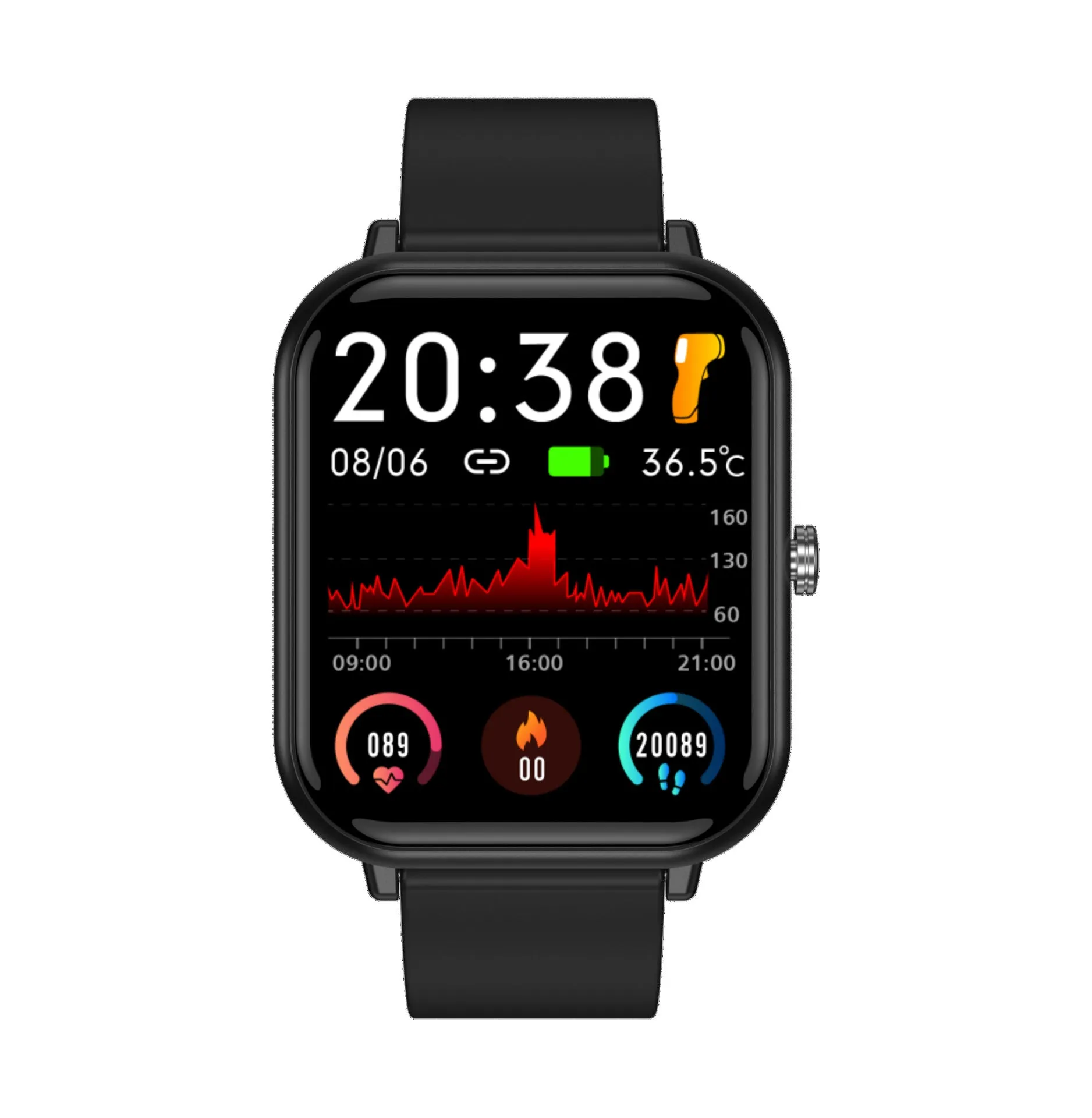 Q9pro Smart Watch Body Temperature Heart Rate Blood Pressure Blood Oxygen Full Touch Weather Forecast Controlled by Music