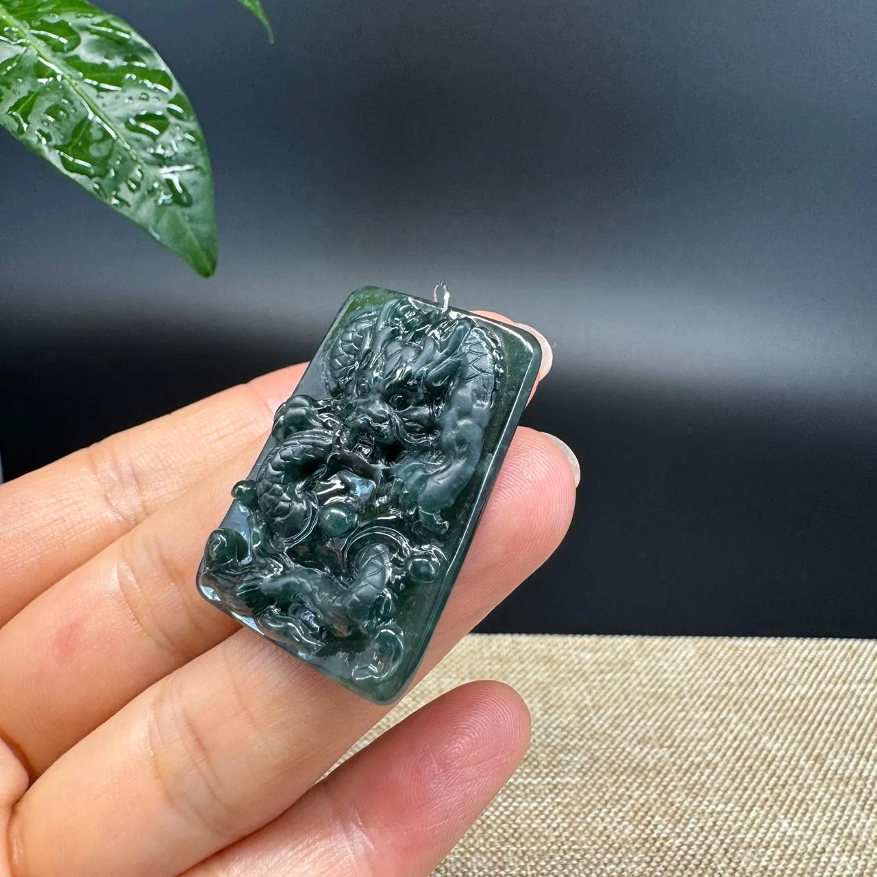 RealJade® Co. High Natural Guatemalan Blue Jadeite Jade Dragon Pendant