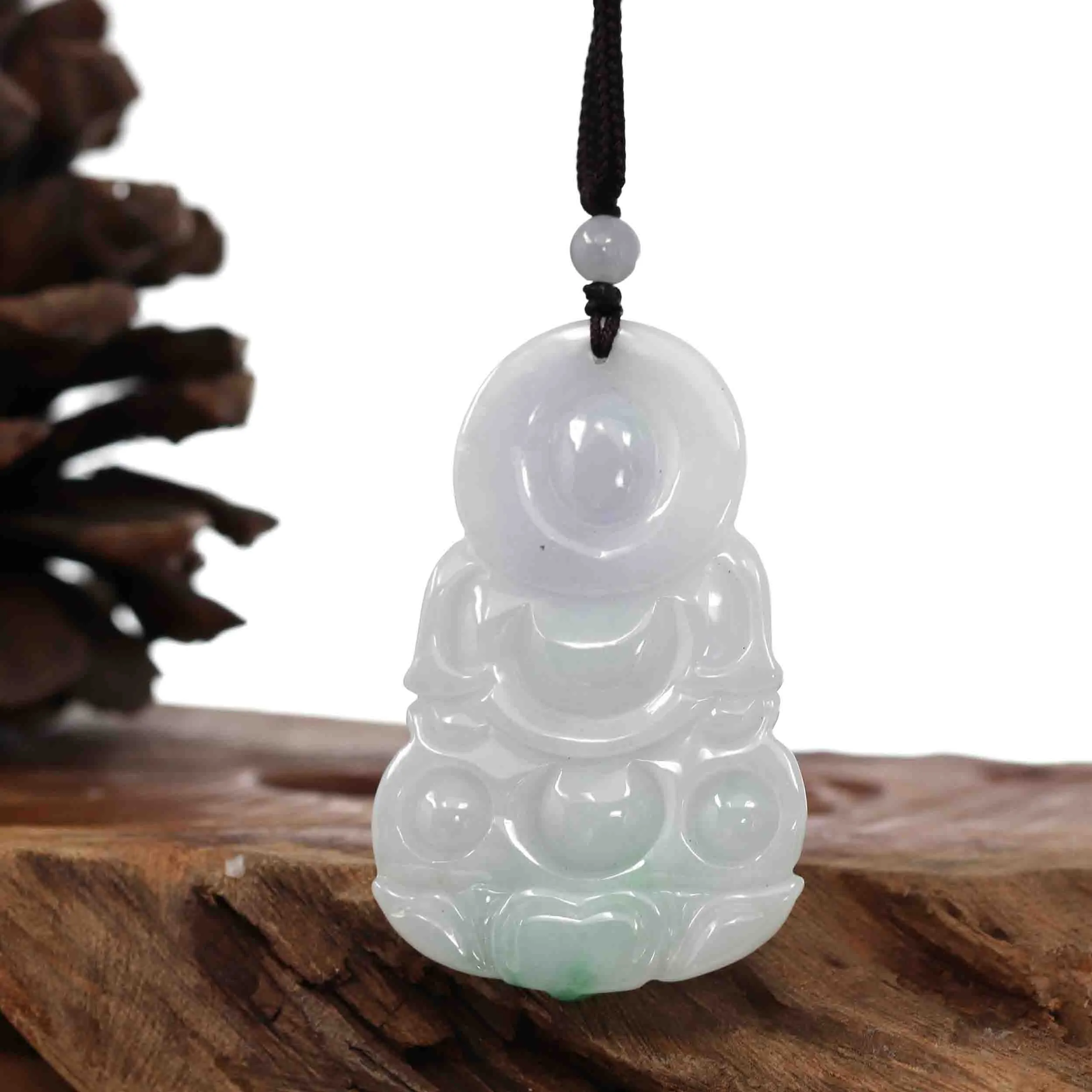 RealJade® "Goddess of Compassion" Genuine Burmese Jadeite Jade Guanyin Lotus Necklace