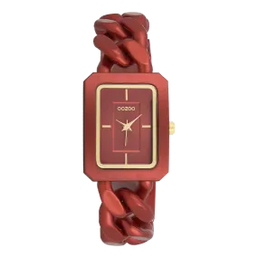 Red OOZOO watch with red chain bracelet - C11277