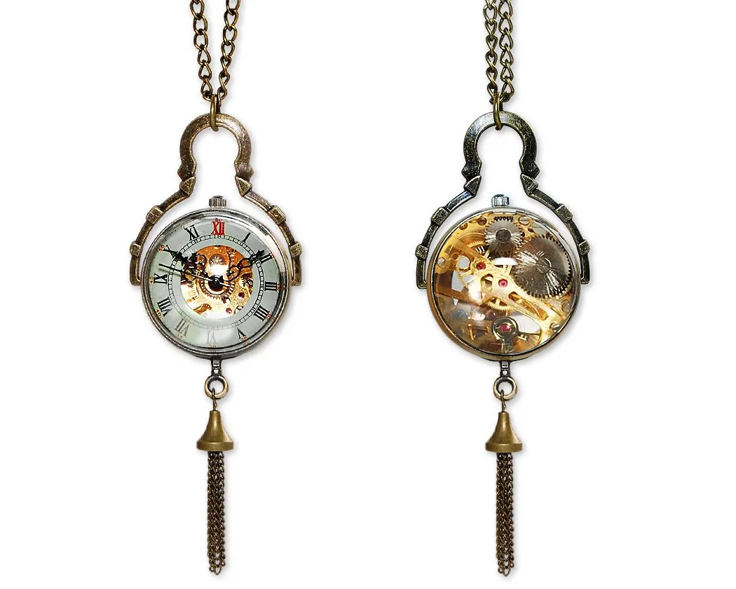 Retro Pendant Women's Mechanical Pocket Watch Necklace