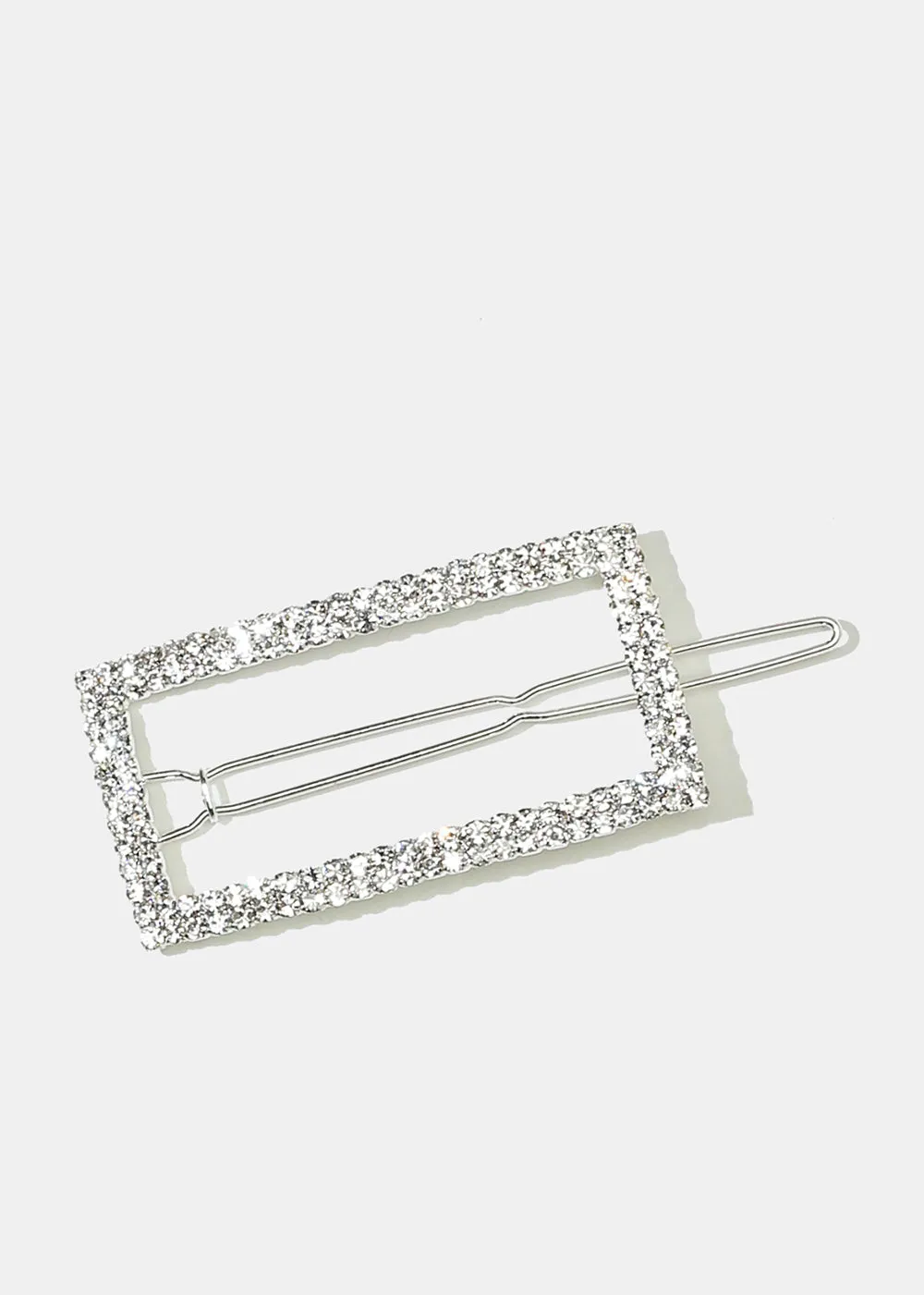 Rhinestone-Studded Rectangle Hairpin