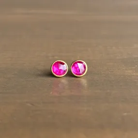 Round Ruby Stud Earrings