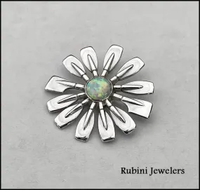 Rowing Blades Flower with Created Opal Pendant