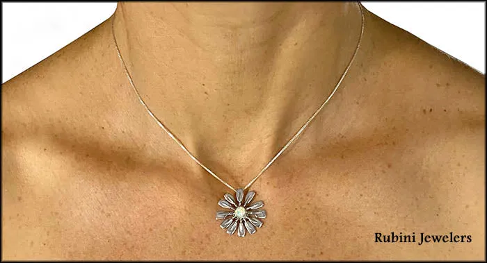 Rowing Blades Flower with Created Opal Pendant