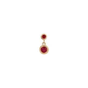 Ruby 2 Bezel Dangle Earring (Single) (ready to ship option)*