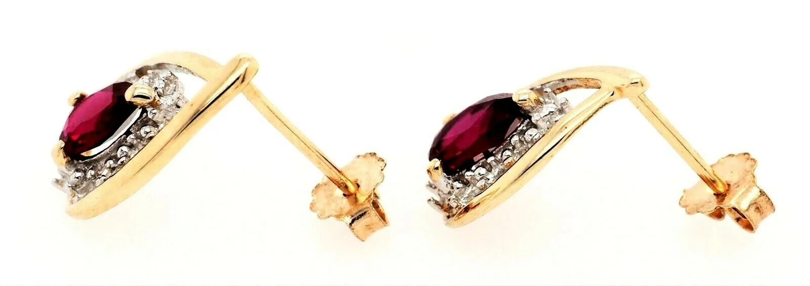 Ruby & Diamond 9ct Yellow Gold Earrings