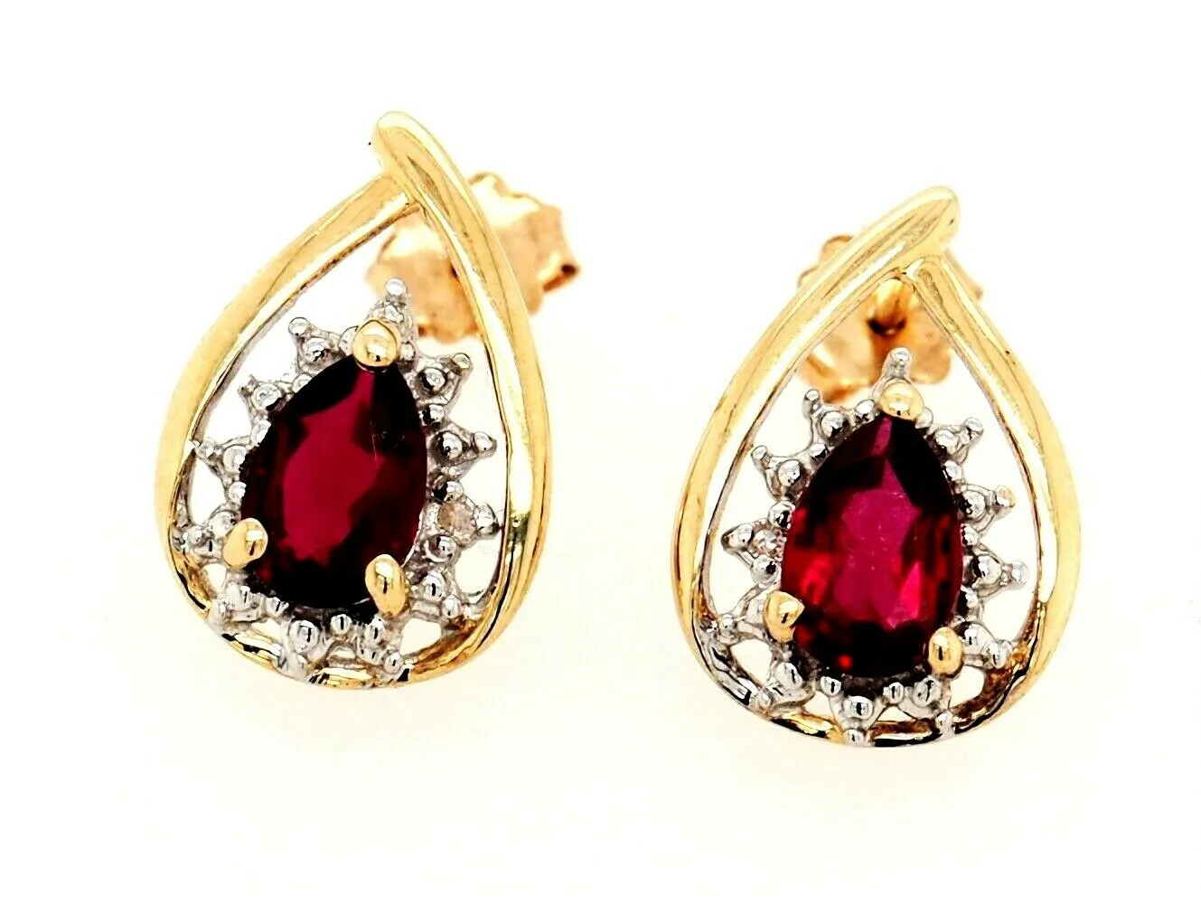 Ruby & Diamond 9ct Yellow Gold Earrings