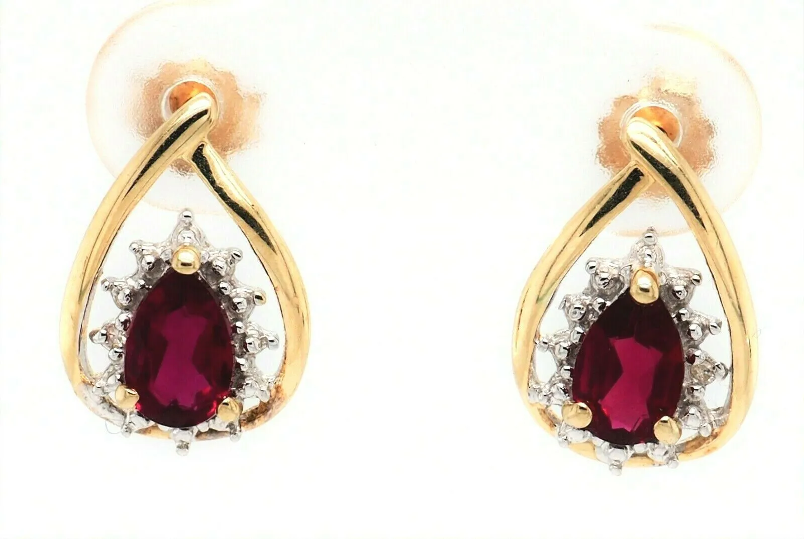 Ruby & Diamond 9ct Yellow Gold Earrings