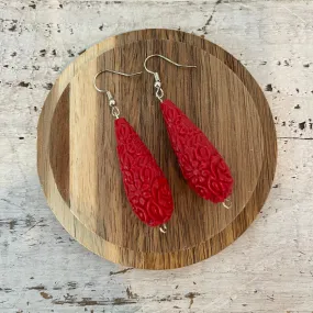 ruby red embossed teardrop