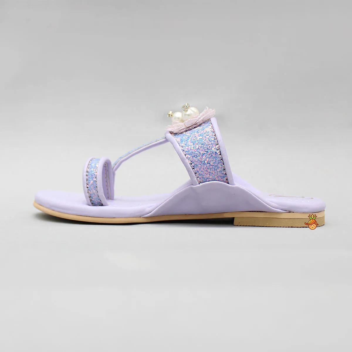 Shiny Lilac Kolhapuri Style Flats