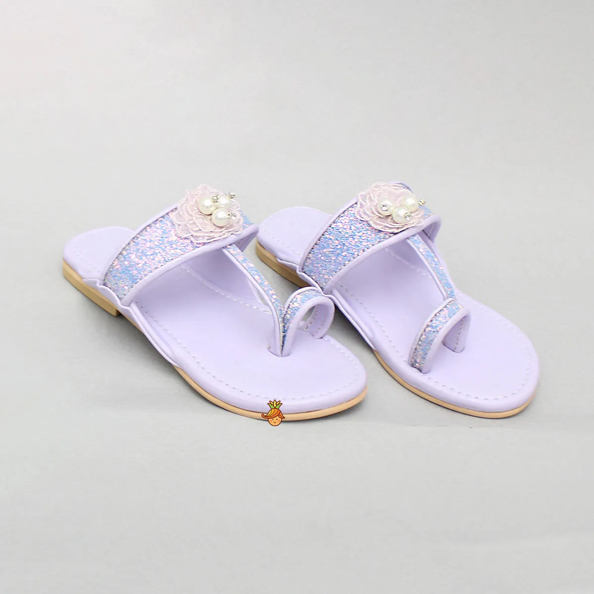 Shiny Lilac Kolhapuri Style Flats