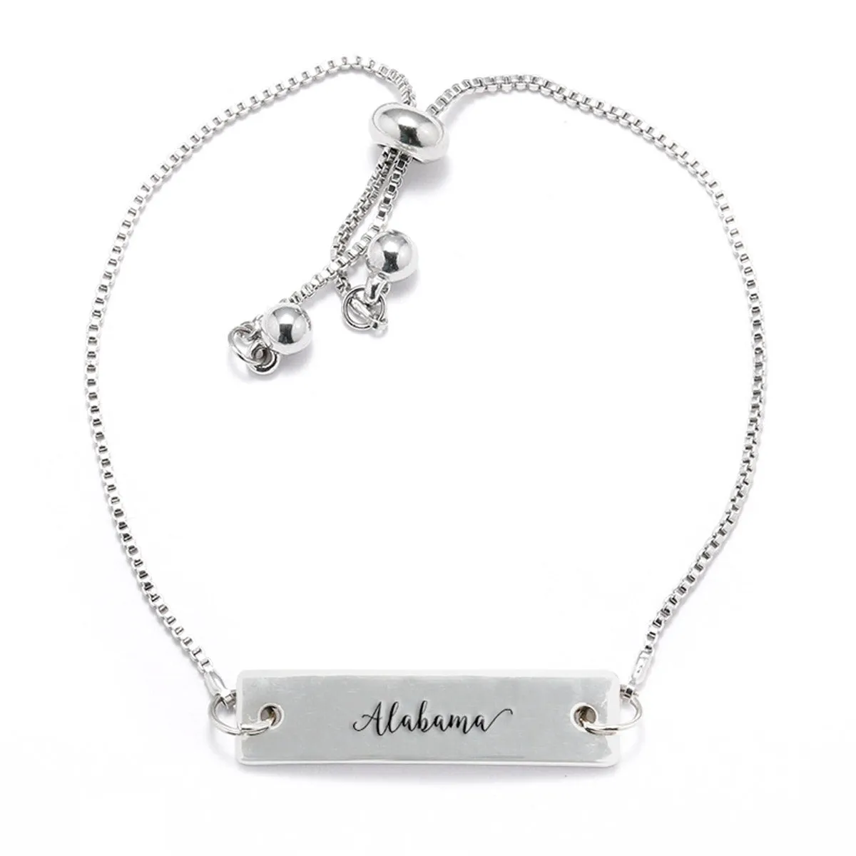 Silver Alabama Adjustable Bar Bracelet