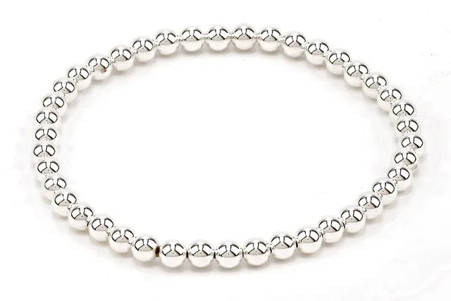 Silver Beaded Bracelet 4mm