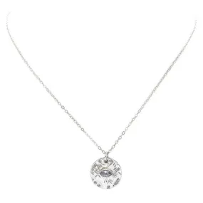 Silver Cubic Zirconia Evil Eye Pendant Necklace